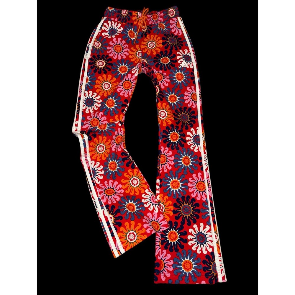 adidas Floral Retro Boot Cut Track Pants - Red Multi